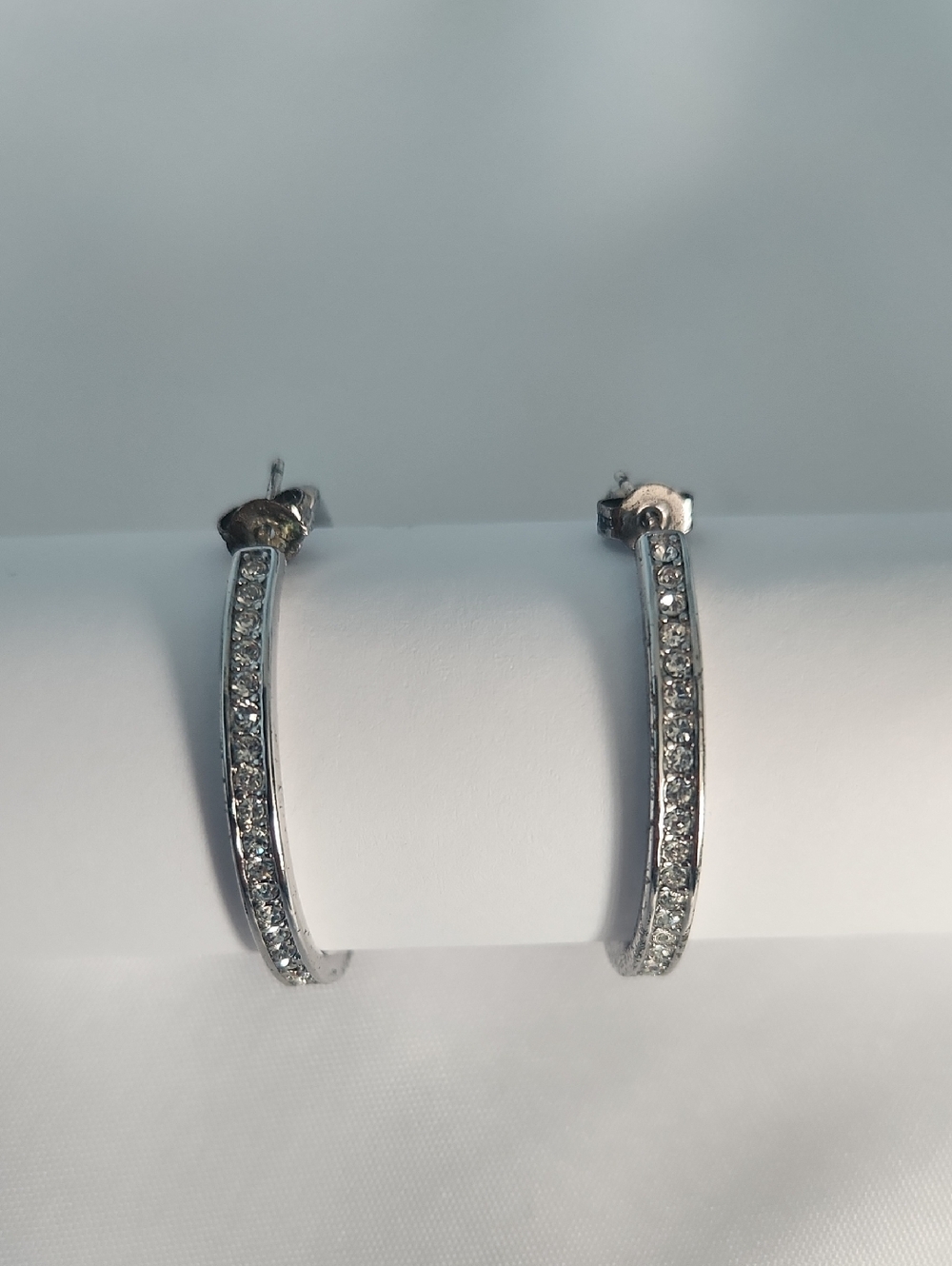 New In Box Nic & Syd Silver Crystal Pave Hoop Earrings - Elegant Women's Jewelry